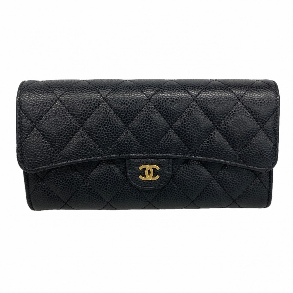 CHANEL Black Caviar Leather Wallet